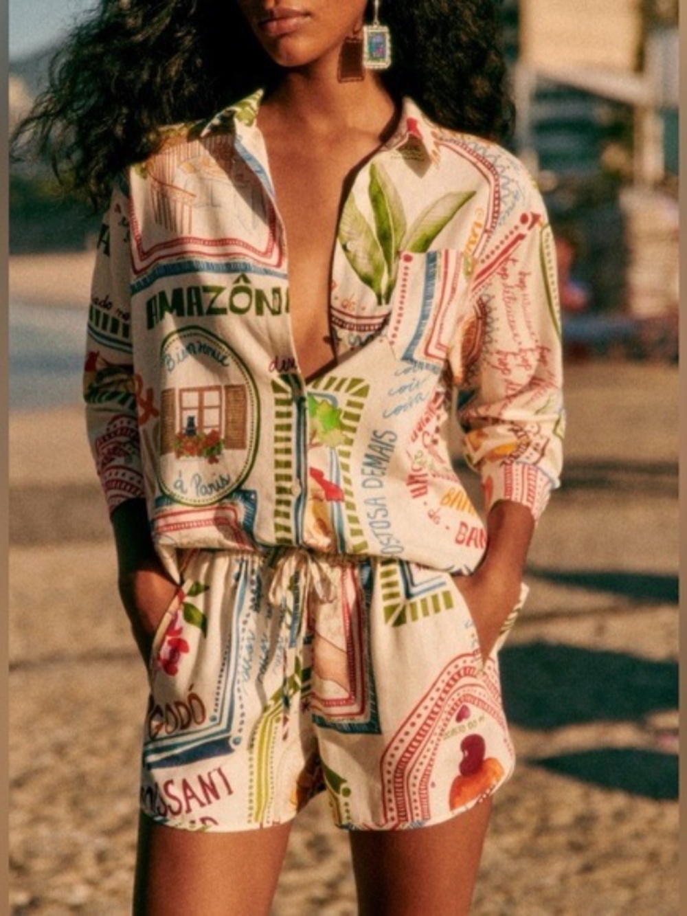 FARM Rio X Sezane Rio Paris linen short